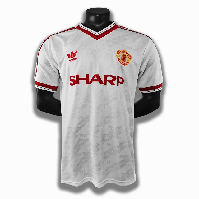 AAA Quality Manchester Utd 86/88 Away White Soccer Jersey